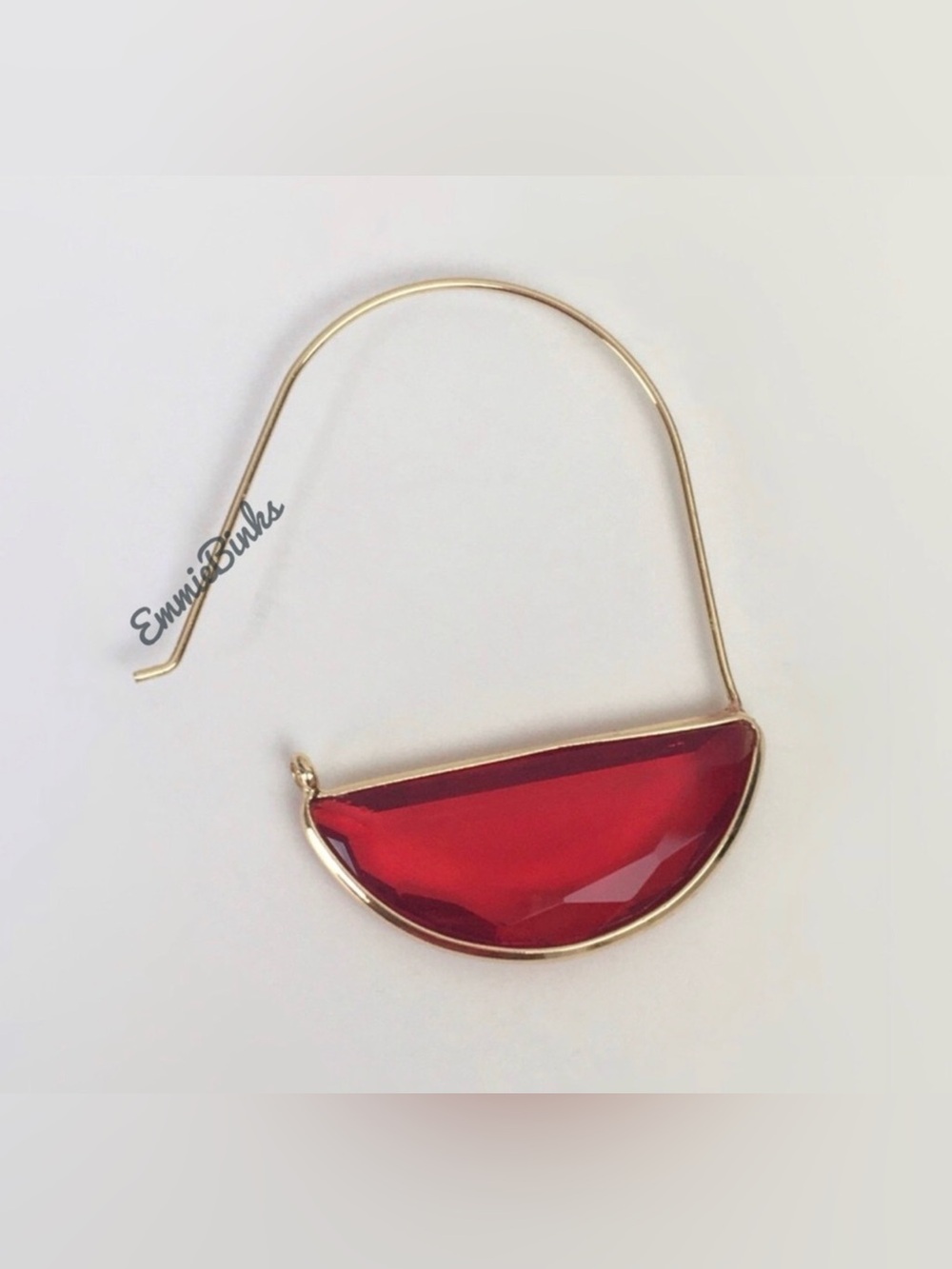✨3for$38 New Red Anthro Glass Crescent Hoop Earrings -Glass Dangle Earring Hoops - Picture 8 of 15